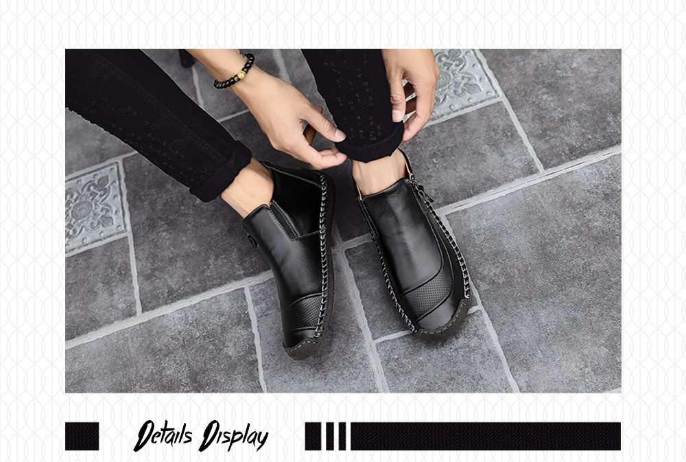 Men Leather Shoes Large Size Breathable Boots- Black EU 41 Men Leather Shoes Large Size Breathable Boots- Black EU 41