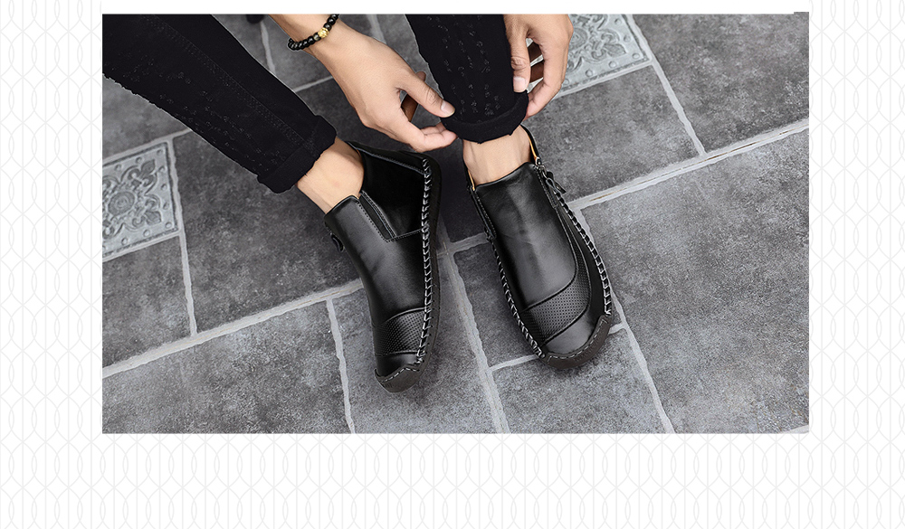 Men Leather Shoes Large Size Breathable Boots- Black EU 41 Men Leather Shoes Large Size Breathable Boots- Black EU 41