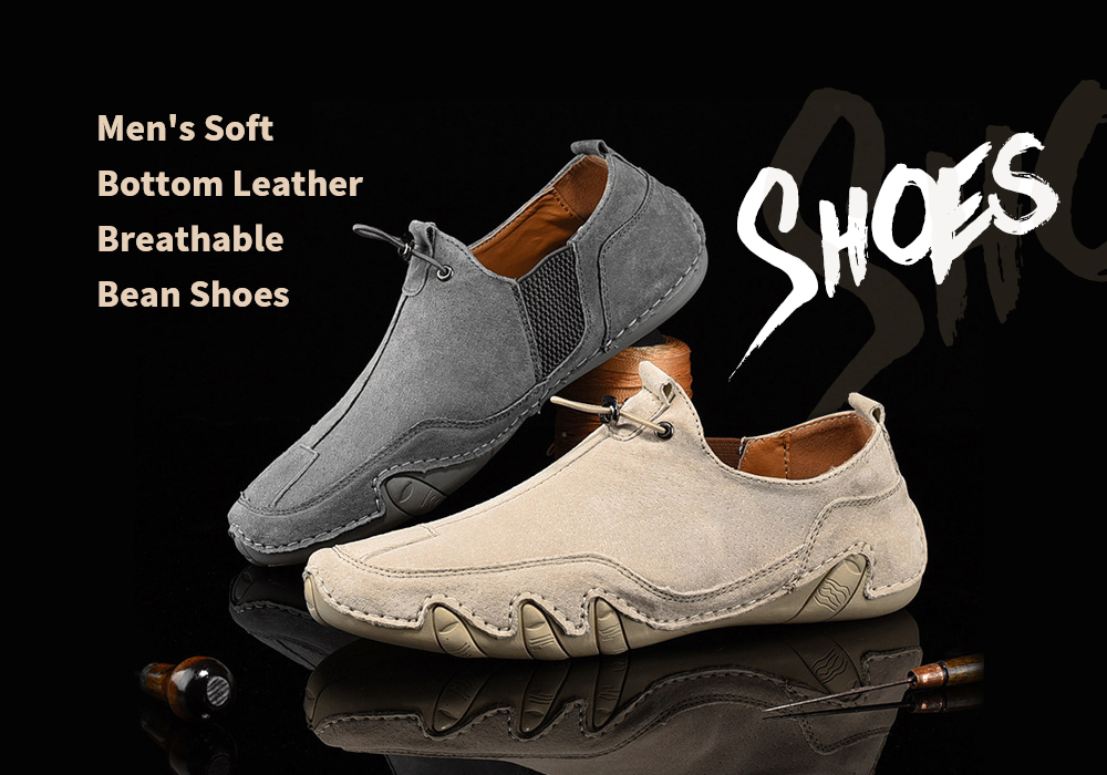 Men's Leather Soft Bottom Breathable Bean Driving Shoes - Sand Color 2031 46 Men's Leather Soft Bottom Breathable Bean Driving Shoes - Sand Color 2031 46
