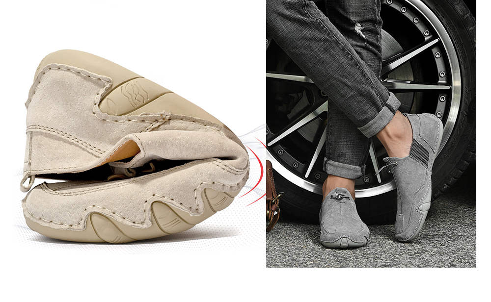 Men's Leather Soft Bottom Breathable Bean Driving Shoes - Sand Color 2031 46 Men's Leather Soft Bottom Breathable Bean Driving Shoes - Sand Color 2031 46