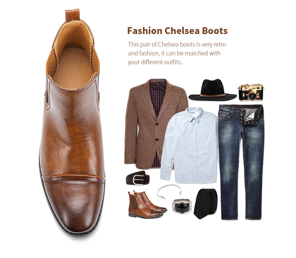 Men's Shoes Retro Rubber Large Size Chelsea Boots Fashion Men's Shoes Retro Rubber Large Size Chelsea Boots Fashion