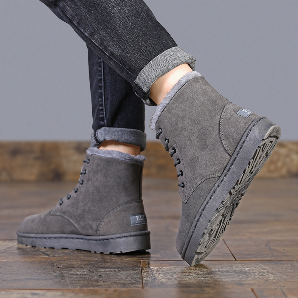 Men Winter Outdoor Waterproof Rubber Snow Boots Leather Boot Work Boots - Gray EU 42 Men Winter Outdoor Waterproof Rubber Snow Boots Leather Boot Work Boots - Gray EU 42
