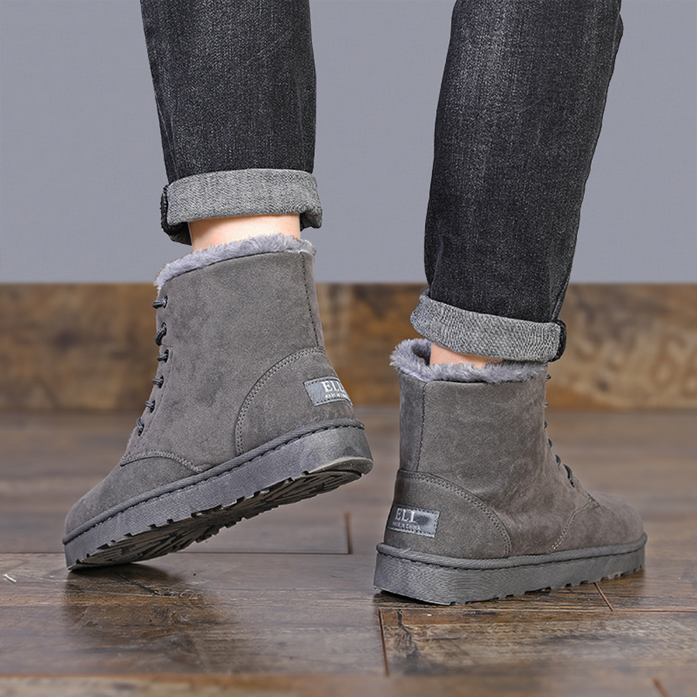 Men Winter Outdoor Waterproof Rubber Snow Boots Leather Boot Work Boots - Gray EU 42 Men Winter Outdoor Waterproof Rubber Snow Boots Leather Boot Work Boots - Gray EU 42