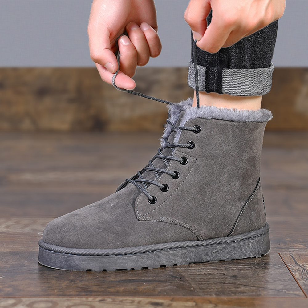 Men Winter Outdoor Waterproof Rubber Snow Boots Leather Boot Work Boots - Gray EU 42 Men Winter Outdoor Waterproof Rubber Snow Boots Leather Boot Work Boots - Gray EU 42