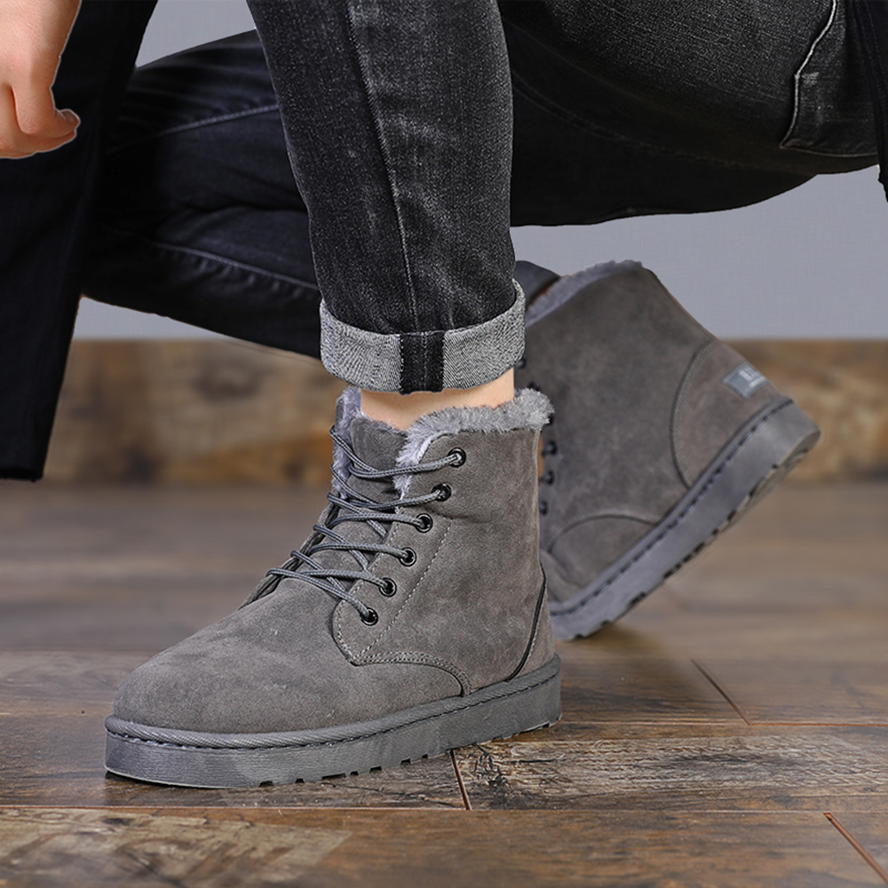 Men Winter Outdoor Waterproof Rubber Snow Boots Leather Boot Work Boots - Gray EU 42 Men Winter Outdoor Waterproof Rubber Snow Boots Leather Boot Work Boots - Gray EU 42