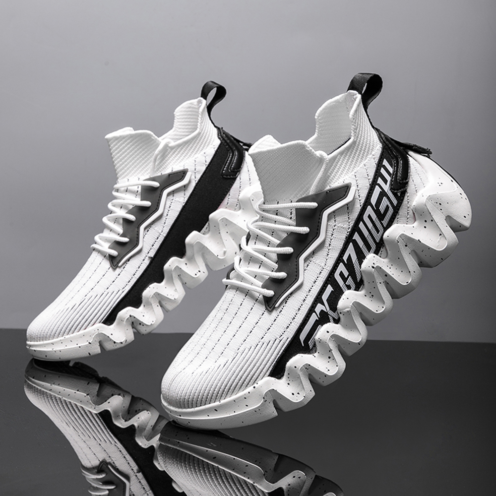 Men Cushioning Platform Sports Shoes Big Size Fashion Breathable Running Socks - White EU 41 Men Cushioning Platform Sports Shoes Big Size Fashion Breathable Running Socks - White EU 41