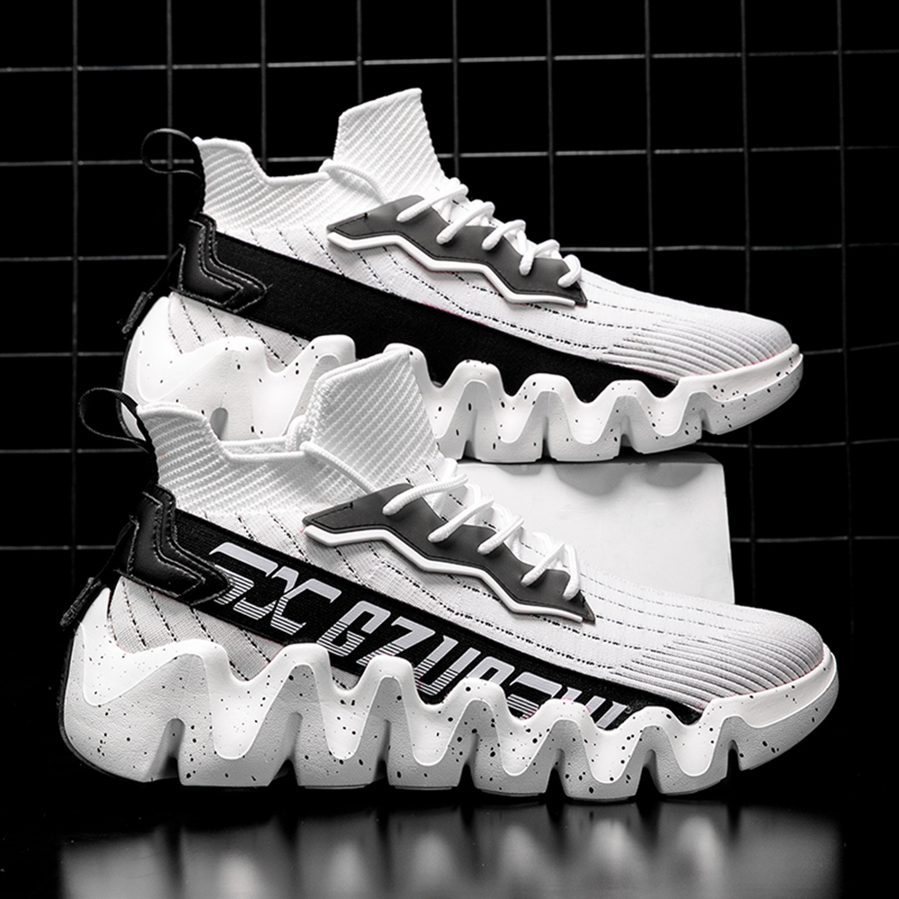 Men Cushioning Platform Sports Shoes Big Size Fashion Breathable Running Socks - White EU 41 Men Cushioning Platform Sports Shoes Big Size Fashion Breathable Running Socks - White EU 41