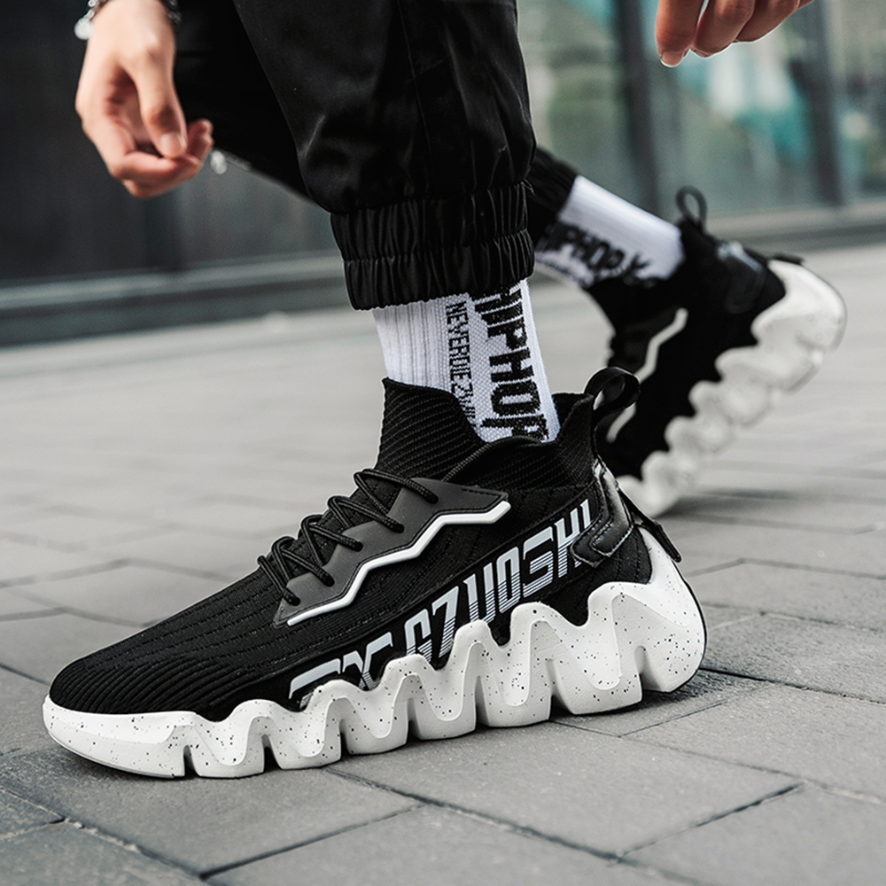 Men Cushioning Platform Sports Shoes Big Size Fashion Breathable Running Socks - White EU 41 Men Cushioning Platform Sports Shoes Big Size Fashion Breathable Running Socks - White EU 41