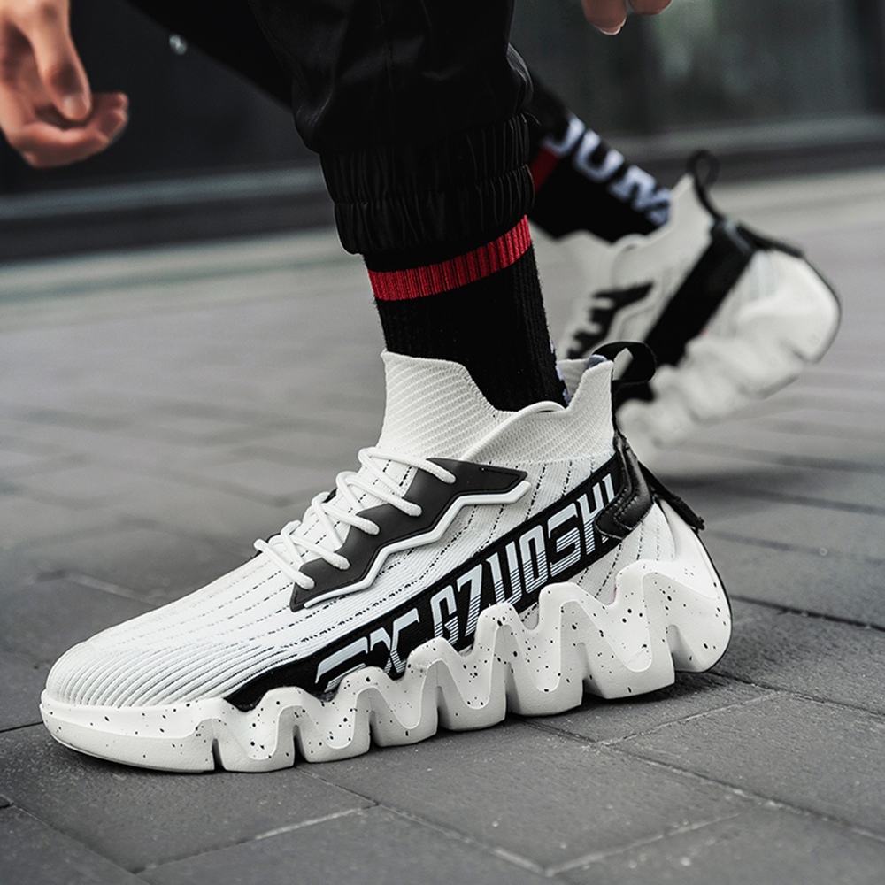 Men Cushioning Platform Sports Shoes Big Size Fashion Breathable Running Socks - White EU 41 Men Cushioning Platform Sports Shoes Big Size Fashion Breathable Running Socks - White EU 41