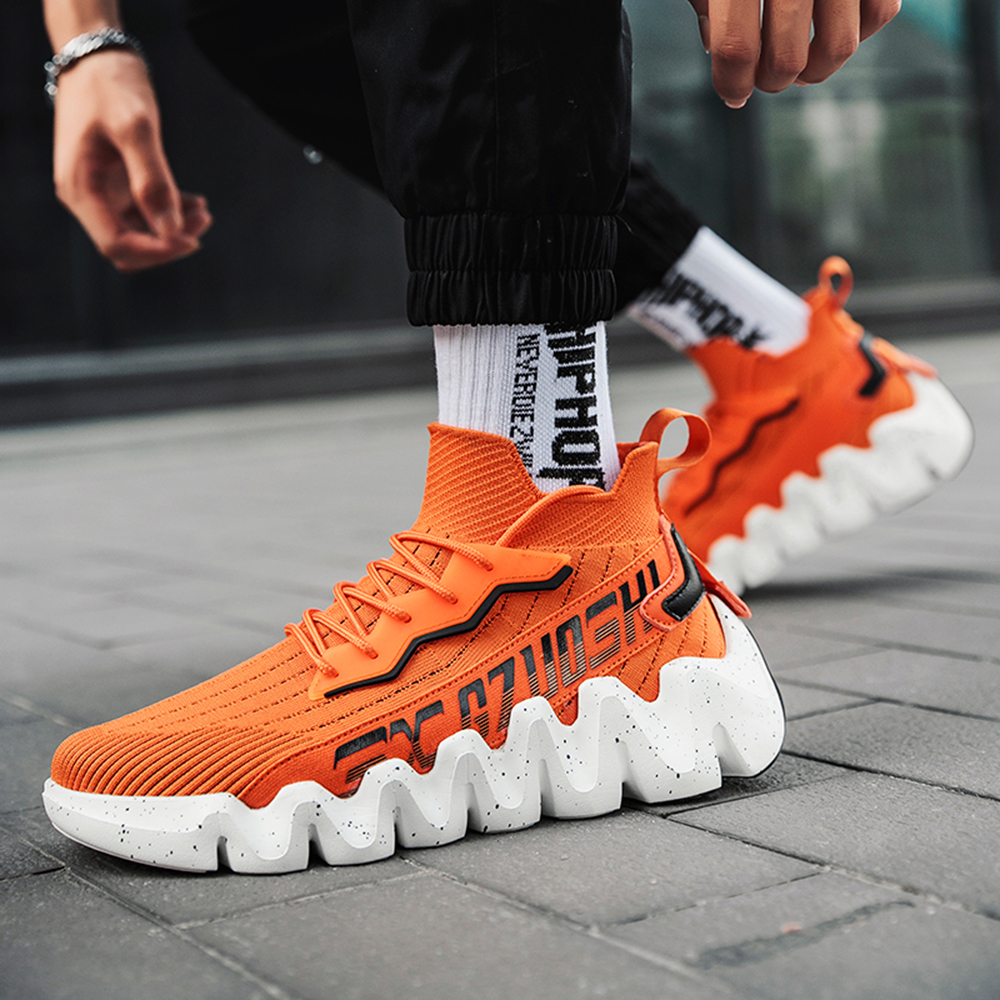 Men Cushioning Platform Sports Shoes Big Size Fashion Breathable Running Socks - White EU 41 Men Cushioning Platform Sports Shoes Big Size Fashion Breathable Running Socks - White EU 41