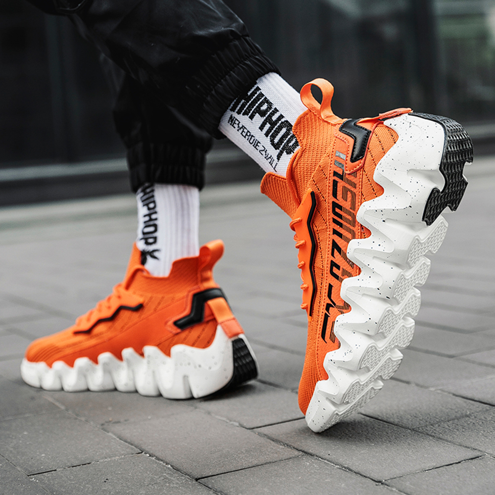 Men Cushioning Platform Sports Shoes Big Size Fashion Breathable Running Socks - White EU 41 Men Cushioning Platform Sports Shoes Big Size Fashion Breathable Running Socks - White EU 41