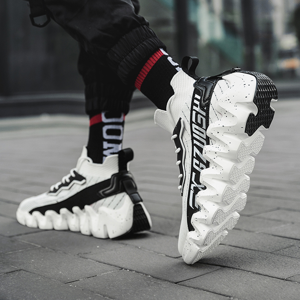 Men Cushioning Platform Sports Shoes Big Size Fashion Breathable Running Socks - White EU 41 Men Cushioning Platform Sports Shoes Big Size Fashion Breathable Running Socks - White EU 41
