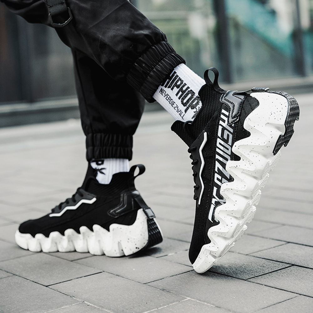 Men Cushioning Platform Sports Shoes Big Size Fashion Breathable Running Socks - White EU 41 Men Cushioning Platform Sports Shoes Big Size Fashion Breathable Running Socks - White EU 41