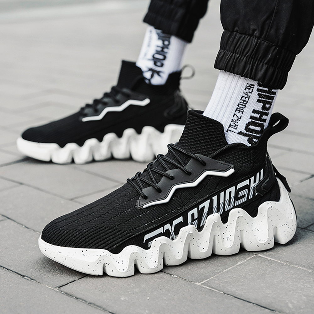 Men Cushioning Platform Sports Shoes Big Size Fashion Breathable Running Socks - White EU 41 Men Cushioning Platform Sports Shoes Big Size Fashion Breathable Running Socks - White EU 41