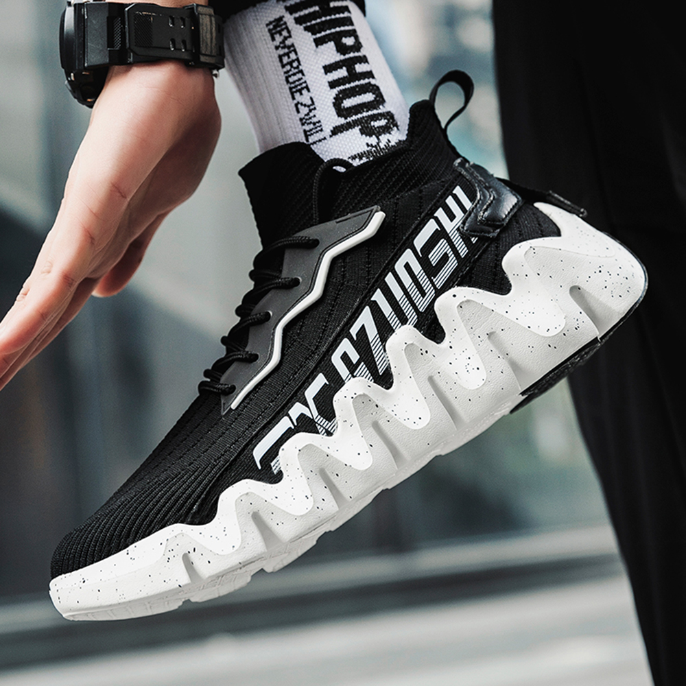 Men Cushioning Platform Sports Shoes Big Size Fashion Breathable Running Socks - White EU 41 Men Cushioning Platform Sports Shoes Big Size Fashion Breathable Running Socks - White EU 41