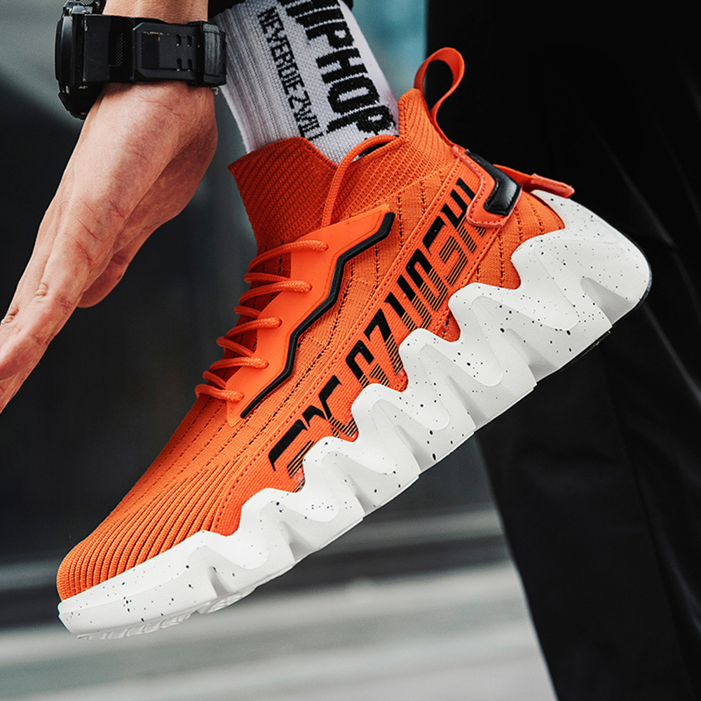 Men Cushioning Platform Sports Shoes Big Size Fashion Breathable Running Socks - White EU 41 Men Cushioning Platform Sports Shoes Big Size Fashion Breathable Running Socks - White EU 41