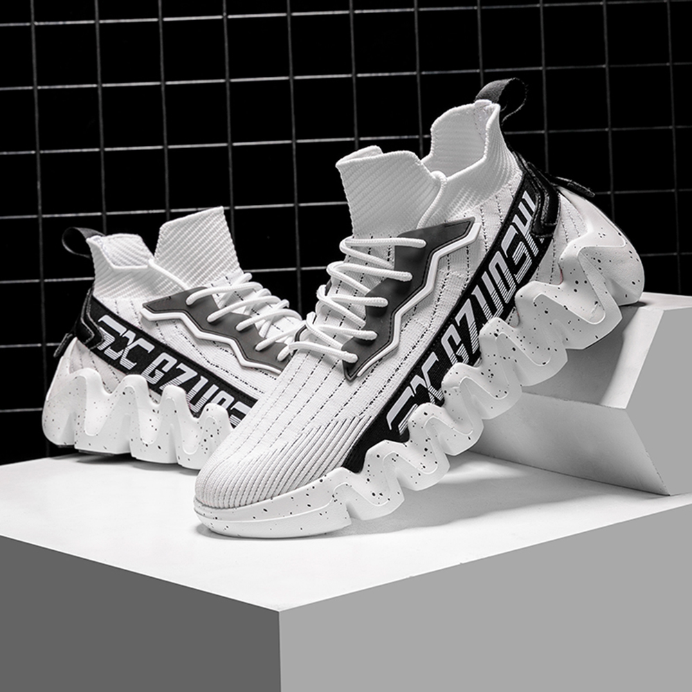 Men Cushioning Platform Sports Shoes Big Size Fashion Breathable Running Socks - White EU 41 Men Cushioning Platform Sports Shoes Big Size Fashion Breathable Running Socks - White EU 41