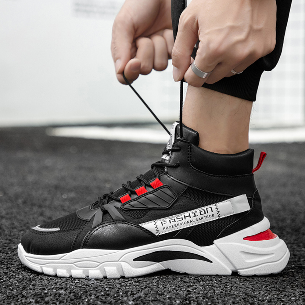 Men Outdoor Casual Boots Trend High-Tops Sneakers Fashion Sports Shoes - Black EU 44 Men Outdoor Casual Boots Trend High-Tops Sneakers Fashion Sports Shoes - Black EU 44