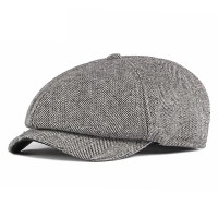 2020 Autumn And Winter Men's Berired Hat England Retroreal Octagon Hat People Warm Duck Tongue Cap Male Tide